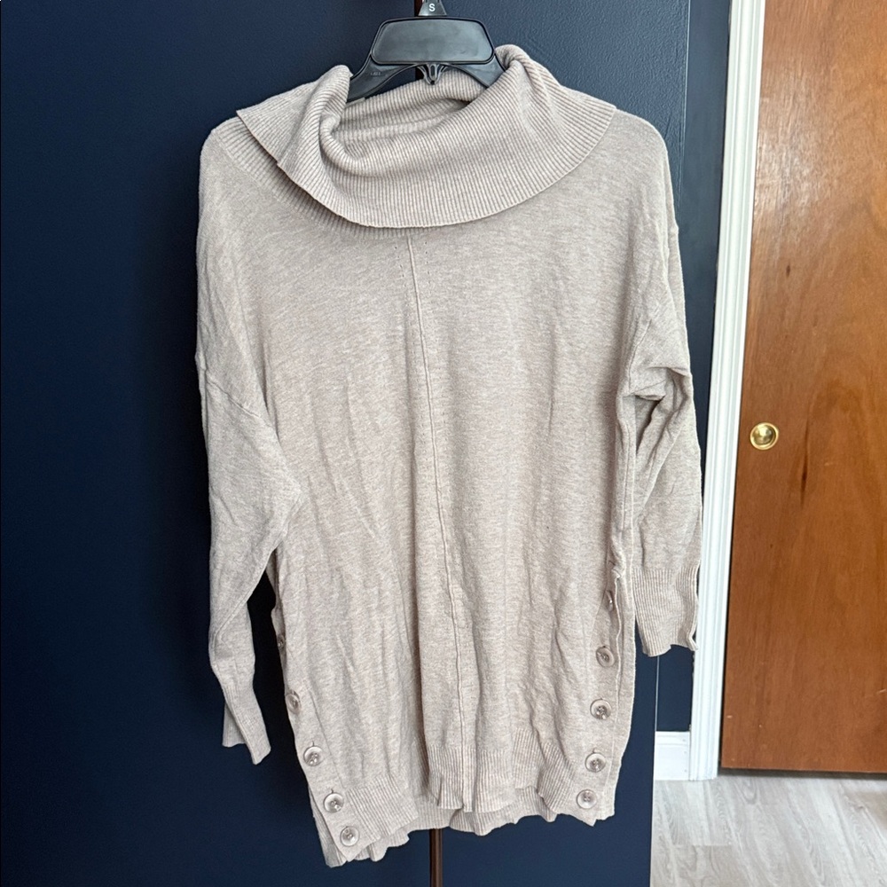 Cyrus Light Beige Cowl Neck Sweater